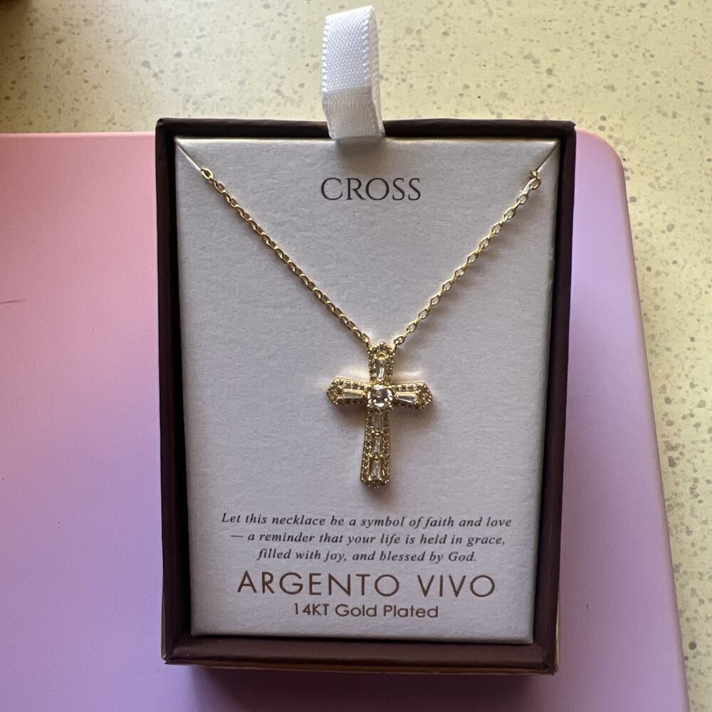 Argento Vivo Sterling Silver Necklace Christian With Cross Pendant